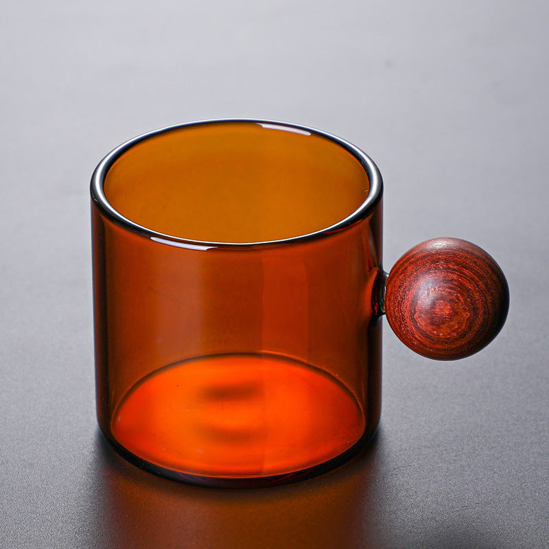 Hand Blown Glass Espresso Mug with Sandalwood Handle